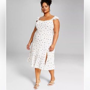 Trendy Plus Size Flutter-Sleeve Midi Dress